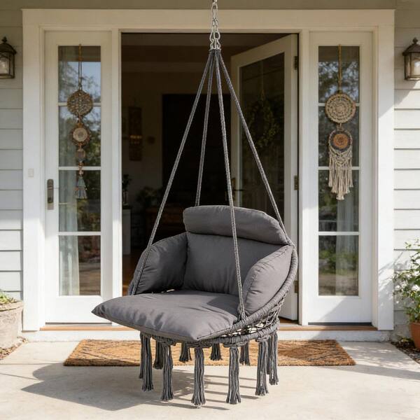2.6 ft. 1-Person Portable Outdoor Hammock Swing Chair with Gray