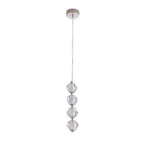 Jackie 16-Watt 4-Light Polished Nickel Finish Integrated LED Pendant Light with Clear, Frosted Inside Acrylic Shade