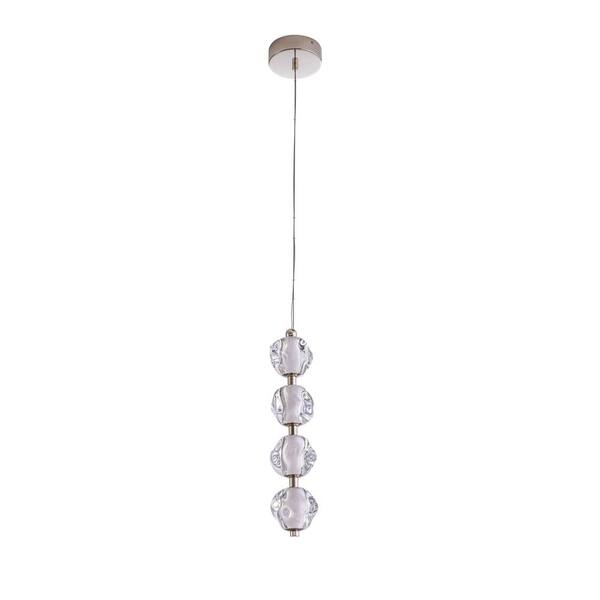 CRAFTMADE Jackie 16-Watt 4-Light Polished Nickel Finish Integrated LED Pendant Light with Clear, Frosted Inside Acrylic Shade