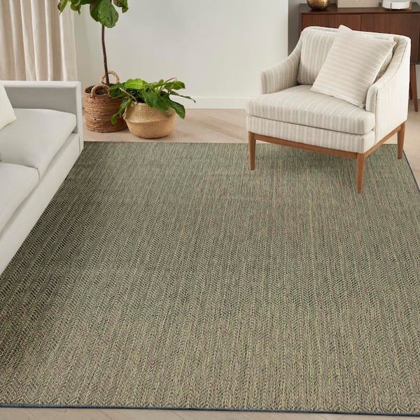 Horizon Indoor/Outdoor Green 10 ft. x 14 ft. Geometric Contemporary Area Rug