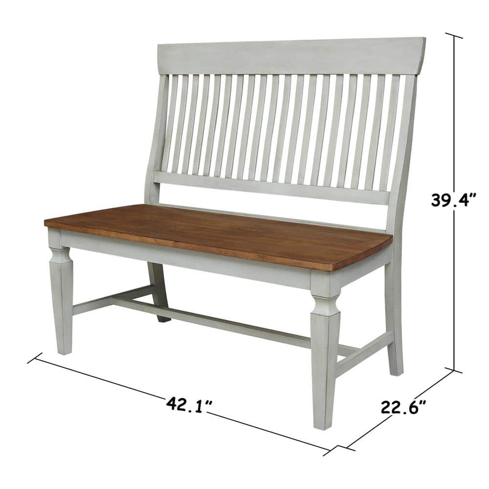 Distressed Hickory Stone Solid Wood Slatback Bench