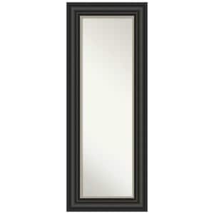 Ballroom Black Silver 21.5 in. x 55.5 in. Non-Beveled Modern Rectangle Framed Full Length on the Door Mirror in Black