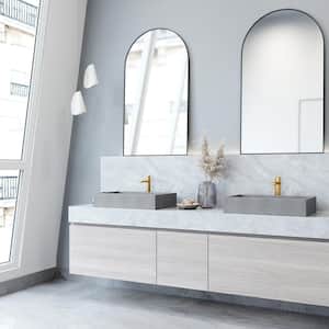Orvieto Gothic Gray Concreto Stone 15 in. L x 24 in. W x 5 in. H Rectangular Vessel Bathroom Sink