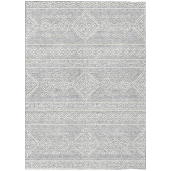 Addison Rugs Chantille Machine Washable Indoor/Outdoor Abstract ACN901 Silver 2 ft. 6 in. x 3 ft. 10 in. Area Rug