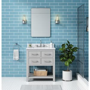 Brooks 31 in. W x 22 in. D x 35 in. H Single Sink Bath Vanity in Chilled Gray finish with Cala White Engineered Top