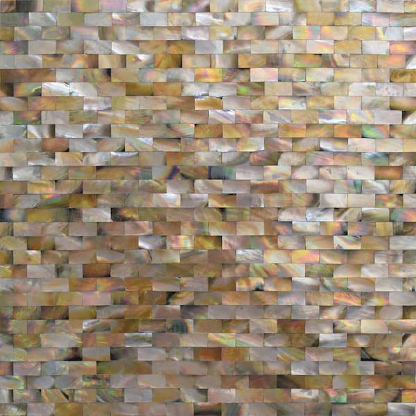 Apollo Tile Beige and Brown 4 in. x 5 in. Polished Mother of Pearl Gold Bricks Wall Mosaic Tile Sample (0.13 sq. ft./Piece)
