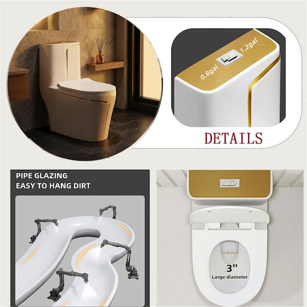 LUXSHERY 12 in. Rough In 1.85 Gal. Dual Flush GPF Elongated 1