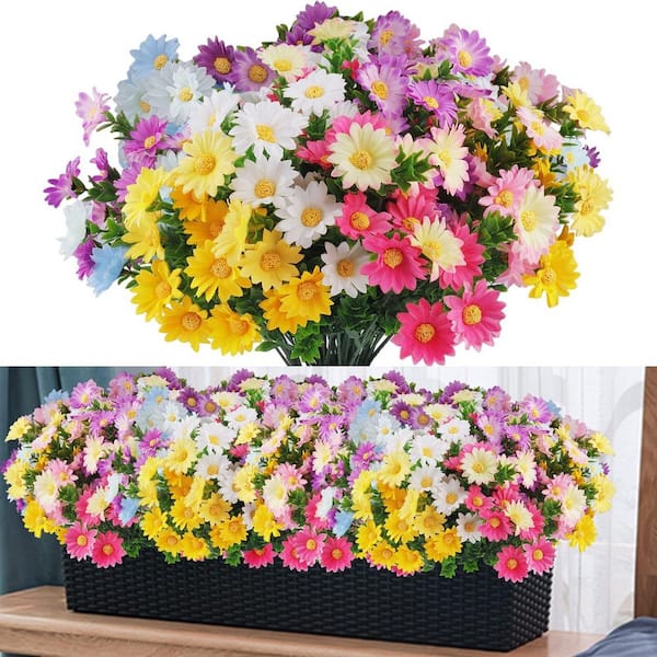 Unbranded 12 Bundles 14.4 in. Multi-Colored Indoor/Outdoor Artificial Daisy Flower