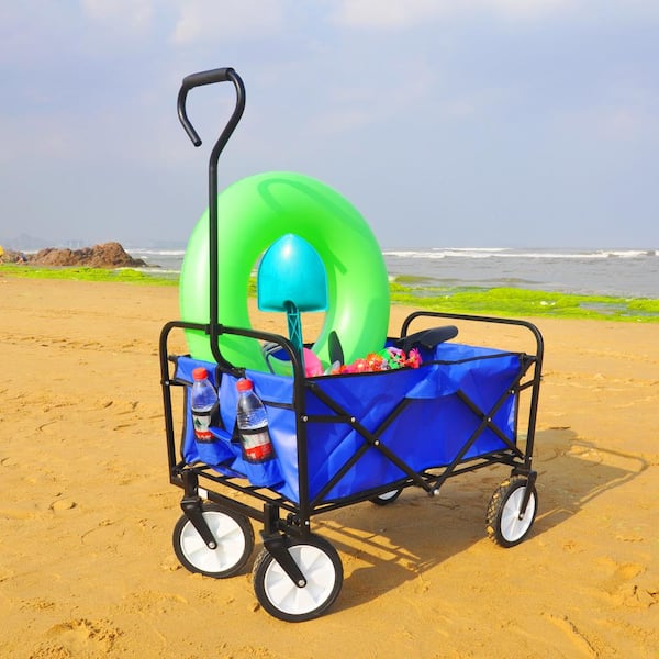 Beach Carts for Sand, 14 x 14.7 Cargo Deck, w/ 13 TPU Balloon Wheels,  165LBS Loading