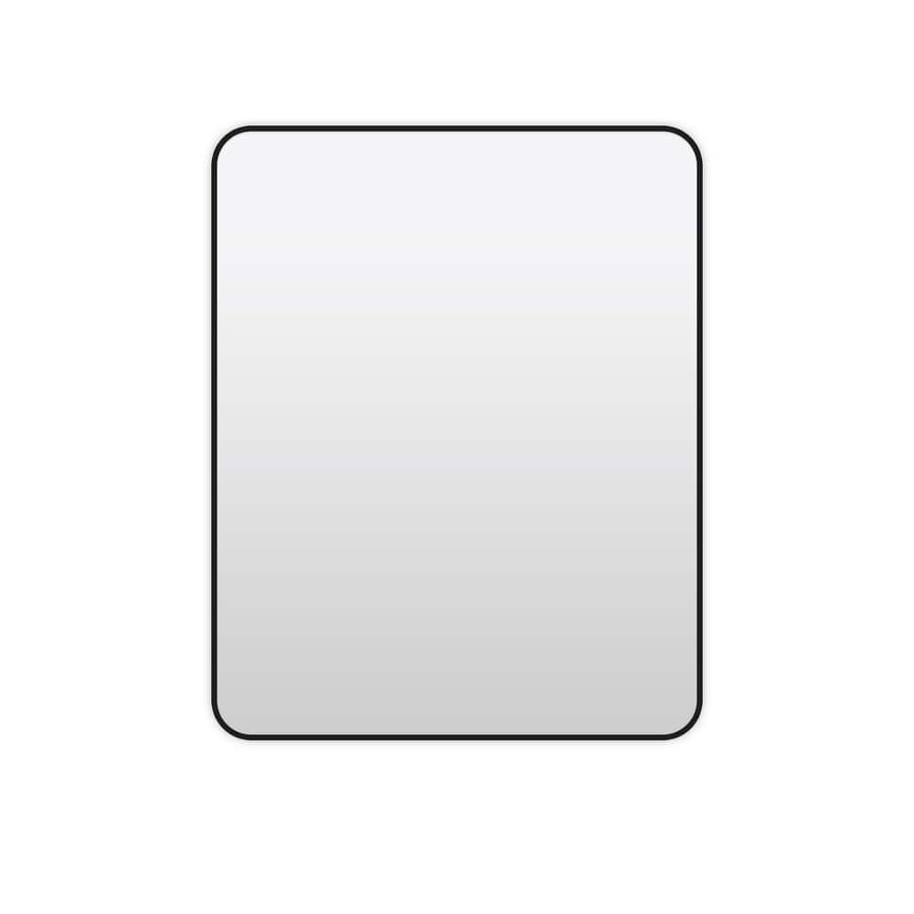 32 in. W x 24 in. H Rectangular Rounded Corner Framed Wall Bathroom Vanity Mirror in Black price history on PriceWatchPro