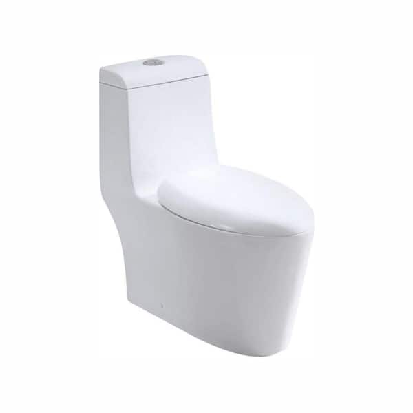 Ariel 1-Piece 1.6 GPF Dual Flush Elongated Toilet in White
