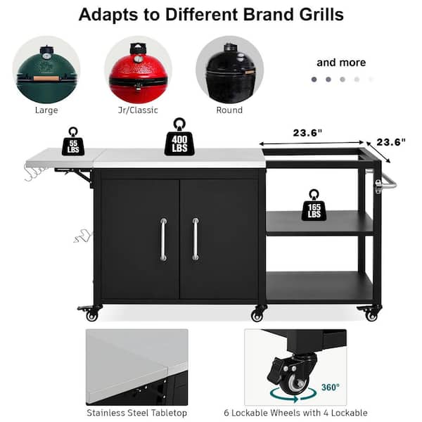 63 in. Outdoor Kitchen Storage Island, Cooking Station, Grill Cart
