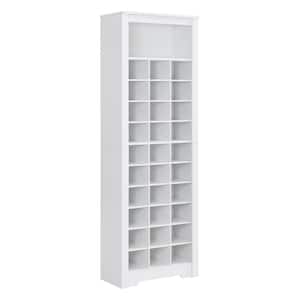 73.8 in. H x 24.4 in. W x 12.9 in. D Free Standing White-Shoe Storage Cabinet with 30-Shoe Cubby