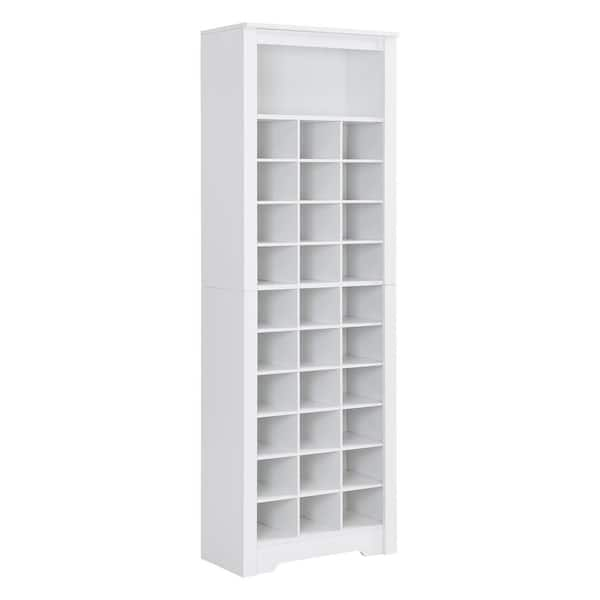 73.8 in. H x 24.4 in. W x 12.9 in. D Free Standing White-Shoe Storage Cabinet with 30-Shoe Cubby