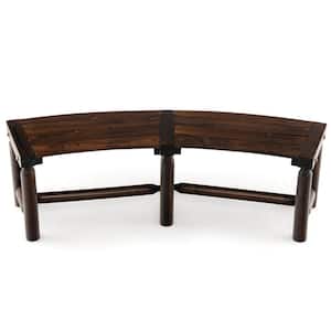 wood outdoor Bench Carbonized Wood Dining Bench for Round Table 710 lbs. Max Load Patio (1-Piece)