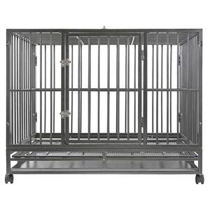 Heavy-Duty Metal Dog Cage in Silver - X-Large 48 in.