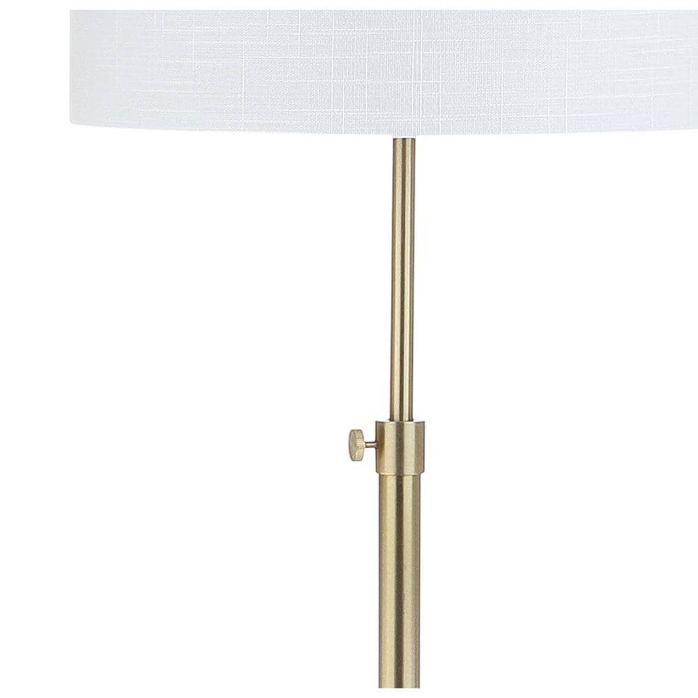 Jonathan Y 65" Adjustable Brass Gold and White Arc Floor Lamp