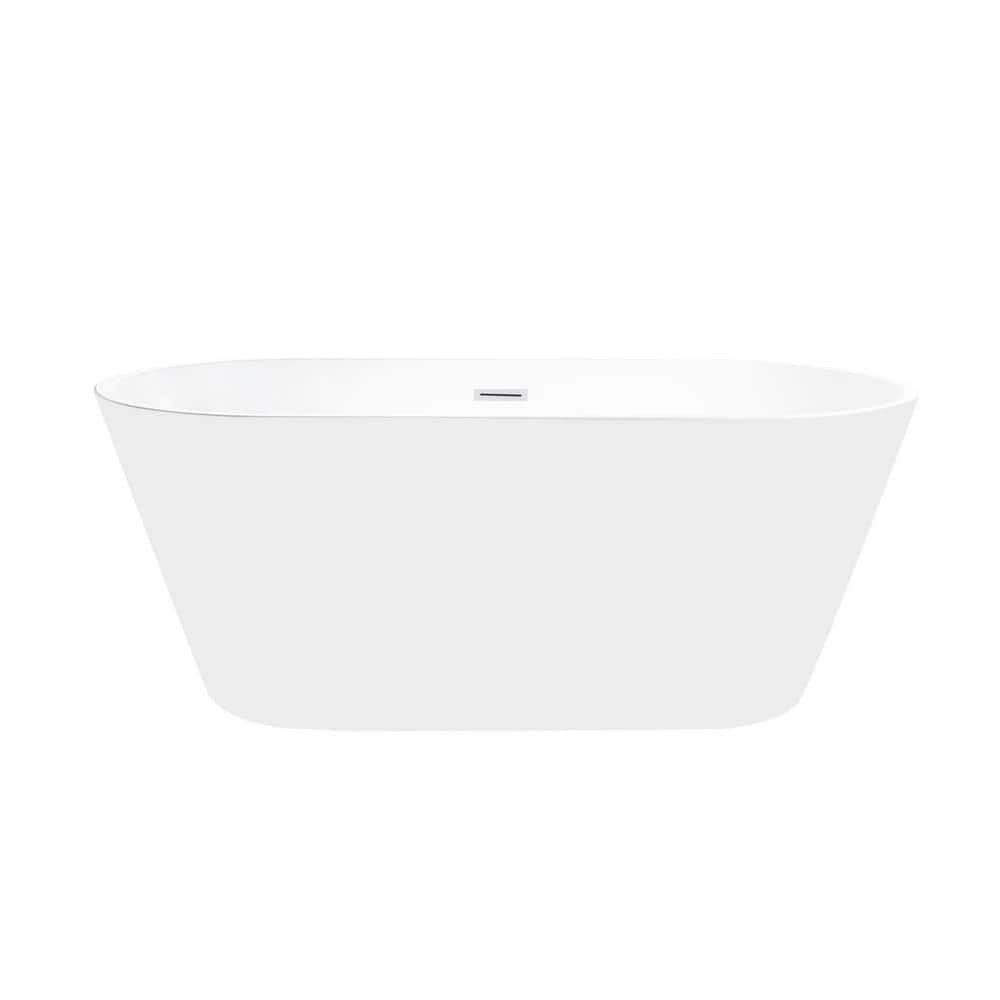 Iris 59" Pure White Freestanding Acrylic Bathtub