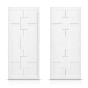 84 in. x 80 in. Hollow Core White Stained Composite MDF Interior Double Closet Sliding Doors