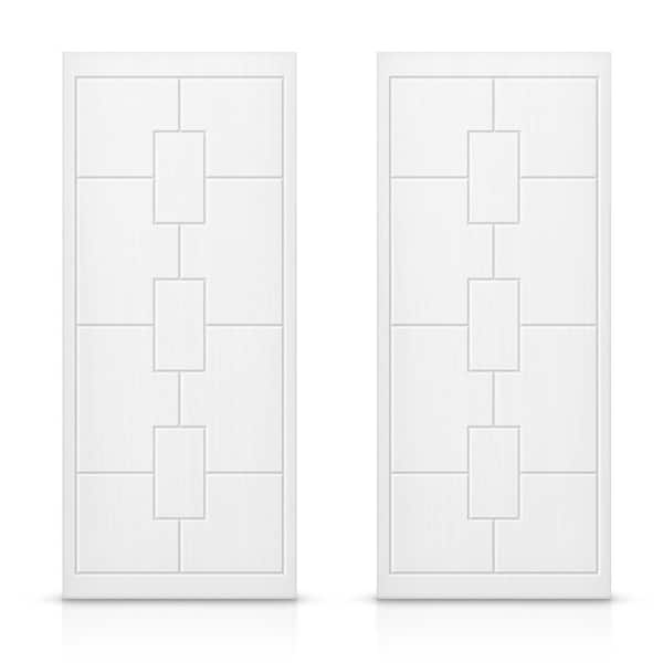 84 in. x 80 in. Hollow Core White Painted Composite MDF Interior Double Closet Sliding Doors
