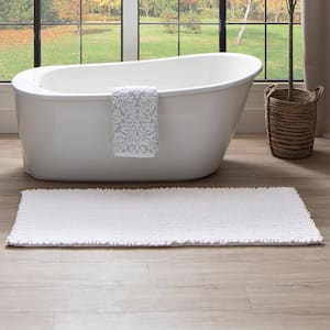 Metaphor Arctic White 24 in. x 60 in. Micro Denier Polyester Bath Mat