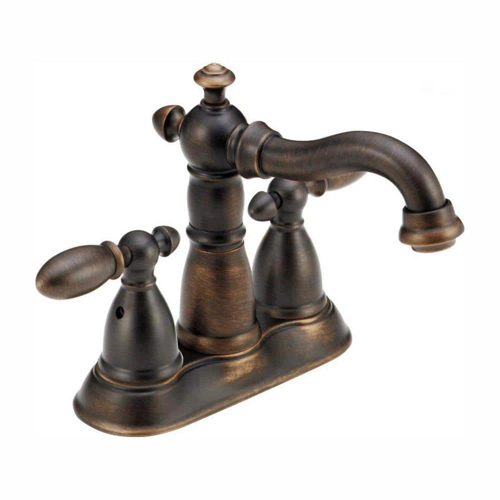 Delta Victorian 4 in. Centerset 2-Handle Bathroom Faucet with Metal ...