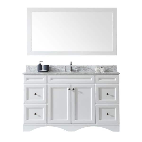 Virtu USA Talisa 60 in. W Bath Vanity in White with Marble Vanity Top in White with Round Basin and Mirror and Faucet