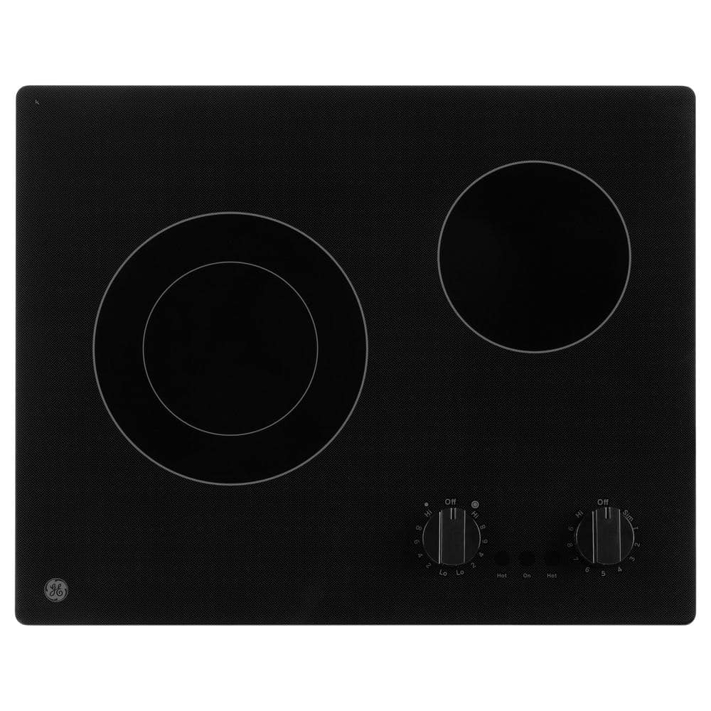 GE 21 in. Radiant Electric Cooktop in Black with 2 Elements