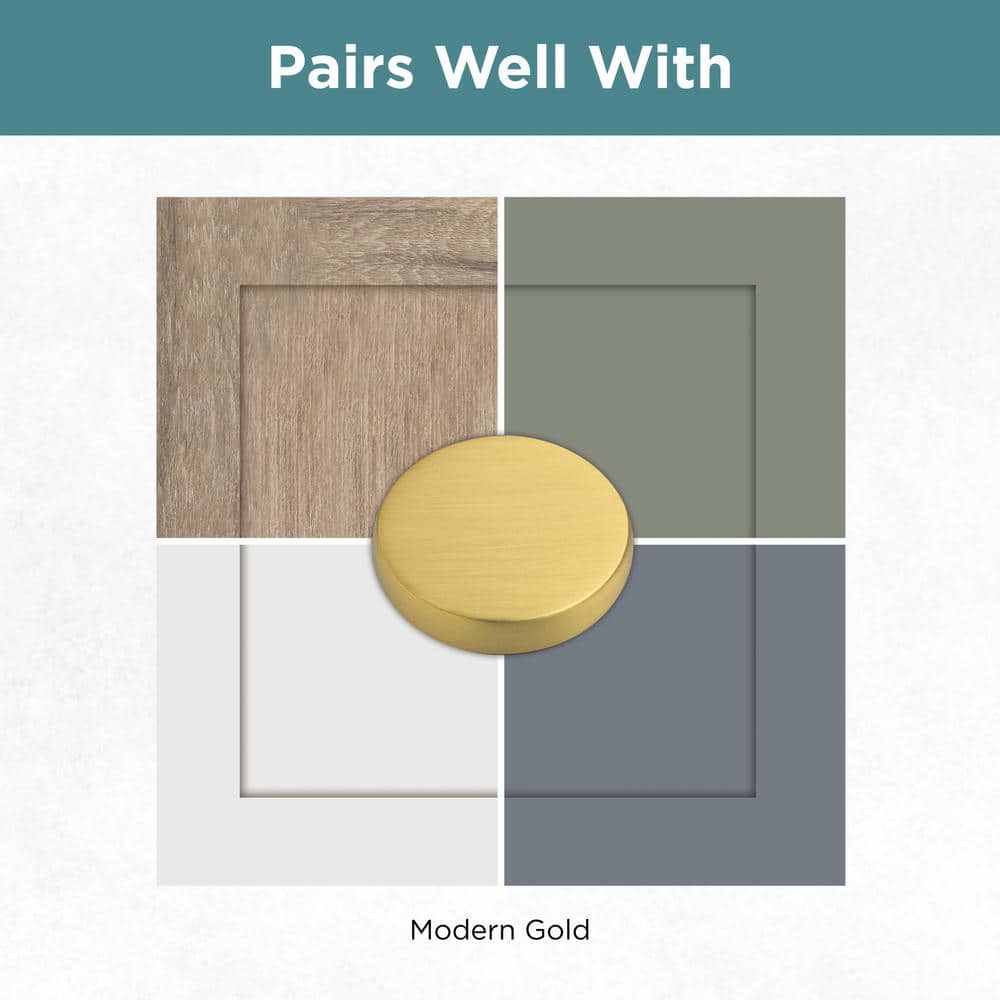 Brushed Brass Modern Square Cabinet Knob with Mounting Hardware