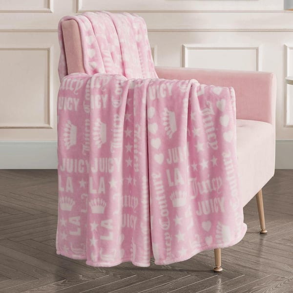 JUICY COUTURE Juicy Words Light Pink/White 50 in. x 70 in. Plush