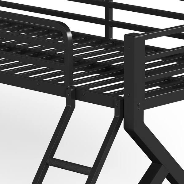 Nestfair Black Metal Twin XL over Queen Bunk Bed with Ladder