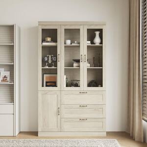 FUFU&GAGA 78.7 in. Tall Rustic Oak Wood 6-Shelf Farmhouse Bookcase