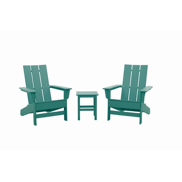 DUROGREEN Aria Aruba Recycled Plastic Modern Adirondack Chair with Side Table (2-Pack)