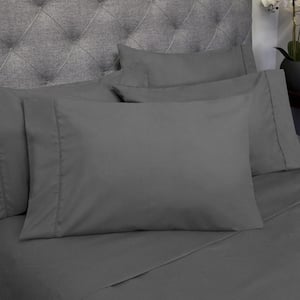 1500-Supreme Series 6-Piece Gray Solid Color Microfiber California King Sheet Set