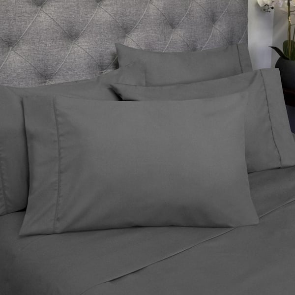 Sweet Home Collection 1500 Supreme Series 6-Piece Gray Solid Color Microfiber Queen Sheet Set