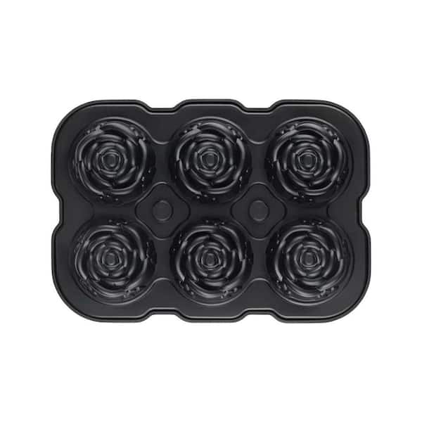 Rose Style Black Ice Mold Rose Ice Ball Maker Silicone Large Ice Cube Tray with Lid Easy Release Kitchen Tool
