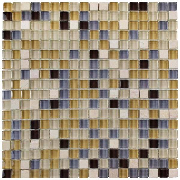 Merola Tile Tessera Mini River 11-3/4 in. x 11-3/4 in. x 8 mm Glass and Stone Mosaic Tile