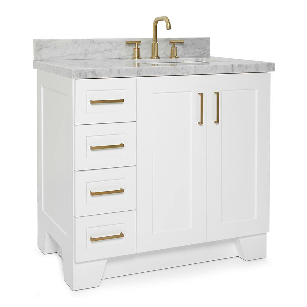 Taylor White Single Bathroom Vanity with Carrara Marble Top