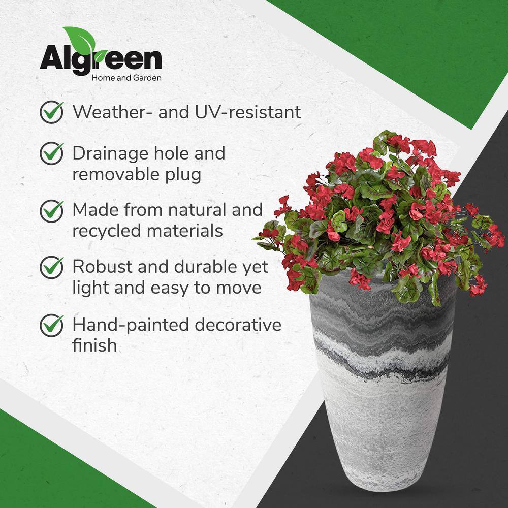 Acerra Gray and White Composite Outdoor Vase Planter