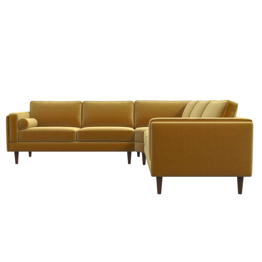 Ashcroft Furniture Co Franklin 103 in. W Square Arm Velvet Modern living  Room Corner Symmetric Sofa in Yellow (Seats 5) HMD00596 - The Home Depot