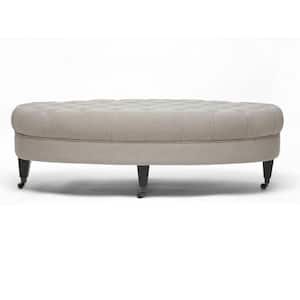 Brighton Traditional Beige Fabric Upholstered Ottoman