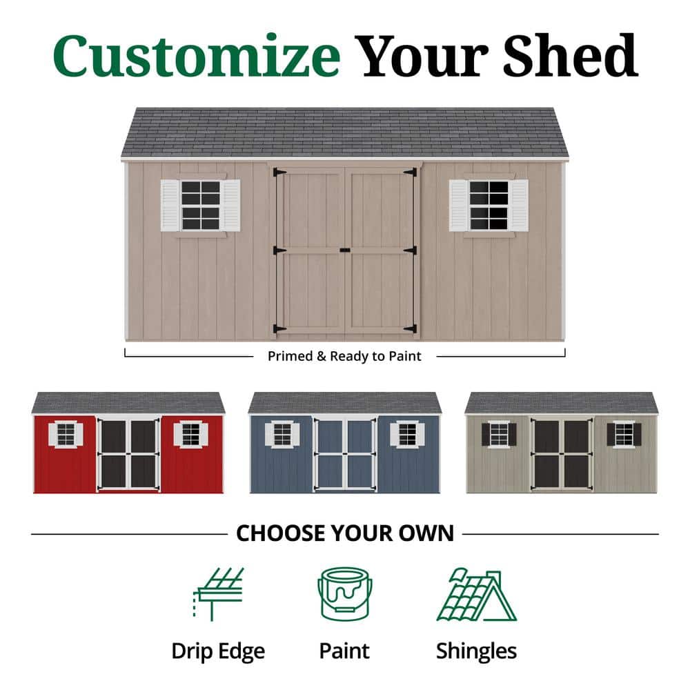10' x 16' Gray Wood Workshop Shed Kit with Windows