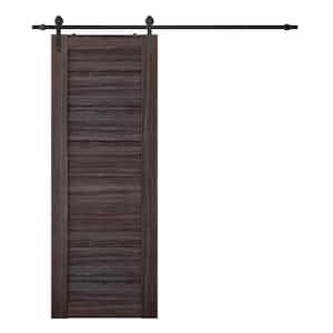 Ermi 18 in. x 96 in. Gray Oak Finished Composite Interior Sliding Barn Door with Hardware Kit