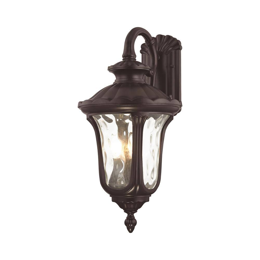 Oxford Elegance Bronze 3-Light Outdoor Wall Lantern with Clear Water Glass