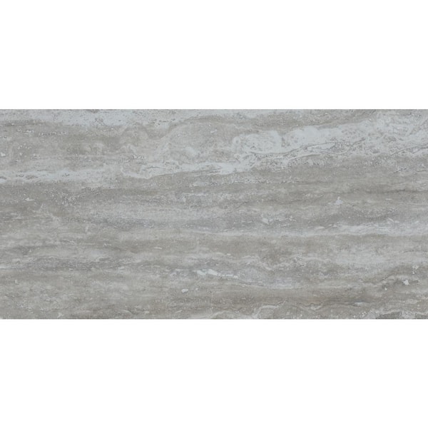MSI Pietra Trevi Gray 12 in. x 24 in. Polished Porcelain Travertine Look Floor and Wall Tile (16 sq. ft./Case)