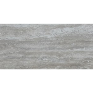 Pietra Gray 12 in. x 24 in. Polished Porcelain Stone Look Floor and Wall Tile (16 sq. ft./Case)