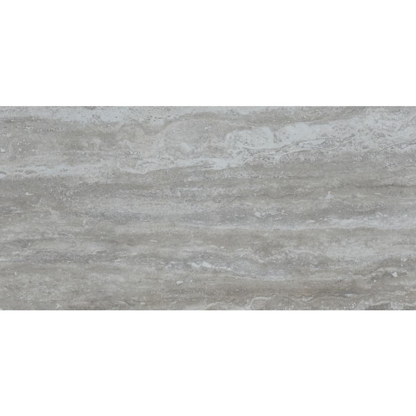 MSI Pietra Gray 12 in. x 24 in. Polished Porcelain Stone Look Floor and Wall Tile (16 sq. ft./Case)