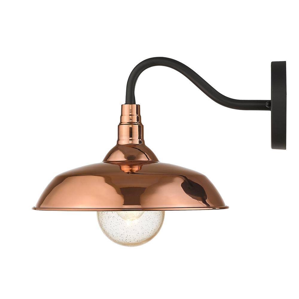 Burry 14" Copper Dimmable Wall Sconce with Seedy Glass