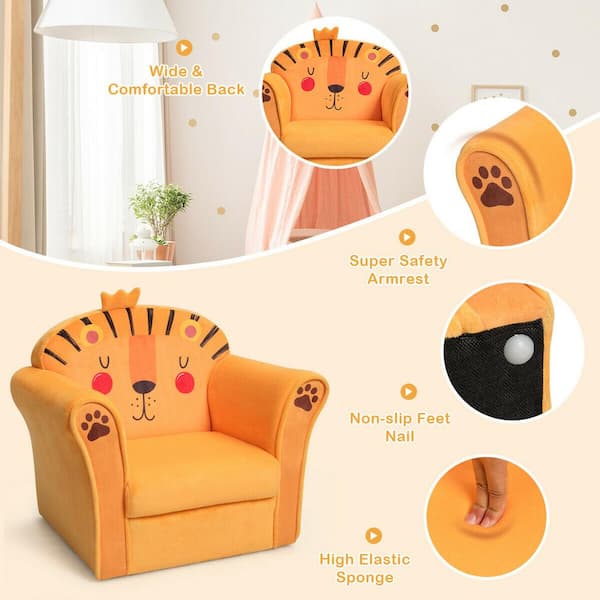 Costway Kids Lion Sofa Children Armrest Couch Upholstered Chair in