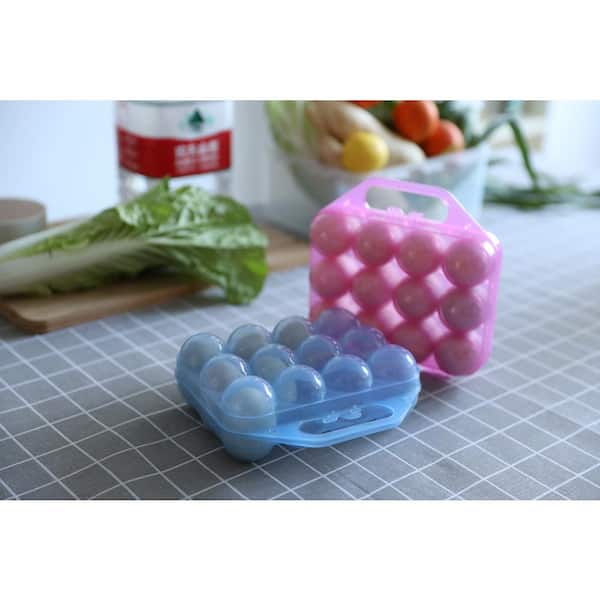 Clear Plastic Egg Carton, 12-Egg Holder Carrying Case with Handle, Set of 6